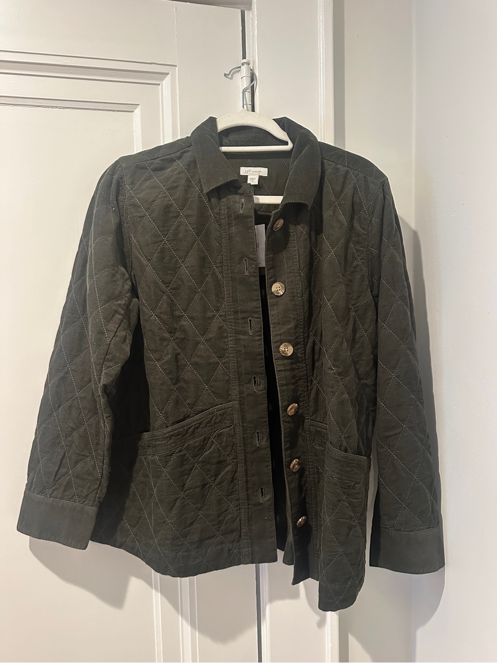 NWT J.Jill Quilted Corduroy Jacket Cypress Green Size S